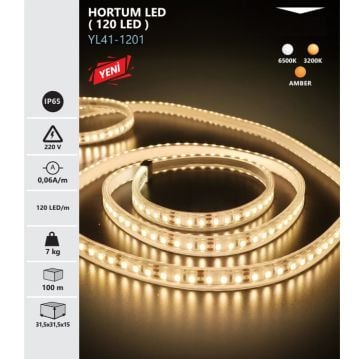 NOAS YL41-1201 220 Volt 120 Ledli Dış Mekan Şerit Led - 13.2 Watt/Metre (100 Metre)