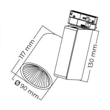 Braytron BD30-70230 Beyaz Kasa 40 Watt Trifaze PHILIPS LED Ray Spot - Beyaz Işık (6500K)