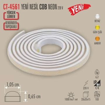 CATA CT-4561-Gun-Isigi 220 Volt Gün Işığı COB Neon Led [100 Metre]
