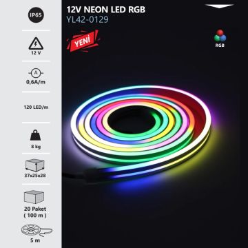 NOAS YL42-0129 12 Volt RGB Neon Led - 7.2 Watt/Metre