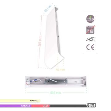 ACK AH07-03710 2x12 Watt Beyaz Çift Yönlü LED Aplik - Ilık Beyaz (4000K)