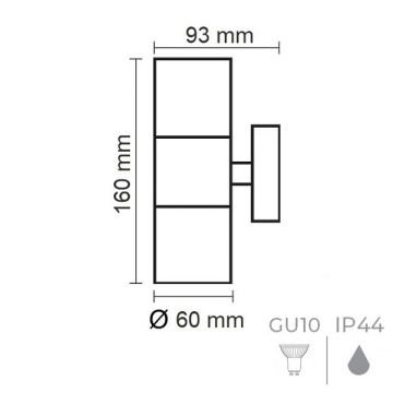 HOROZ 075-008-0002 MANOLYA Krom Çift Yönlü Dış Mekan Aplik (GU10 Duylu - Metal Kasa)