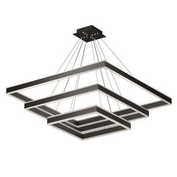GOYA GY 8213 Siyah/Beyaz Kasa 165 Watt Üçlü Kare Halka Lineer Avize