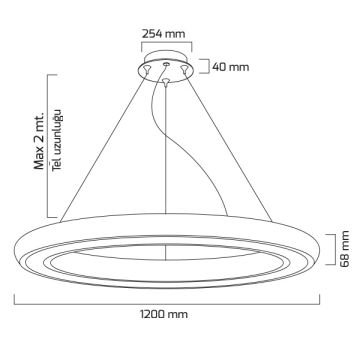 GOYA GY 8122-120 Siyah/Beyaz Kasa 163 Watt 120 cm Halka Lineer Avize