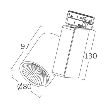 Braytron BD30-50331 Siyah Kasa 30 Watt Trifaze PHILIPS LED Ray Spot - Beyaz Işık (6500K)