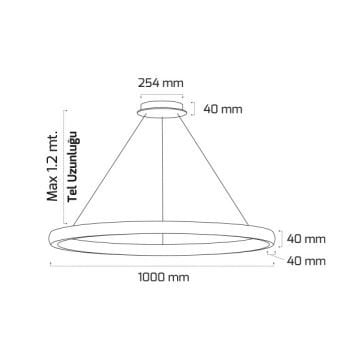 GOYA GY 8261-100 Siyah/Beyaz Kasa 200 Watt 100 cm Dekoratif LED Avize