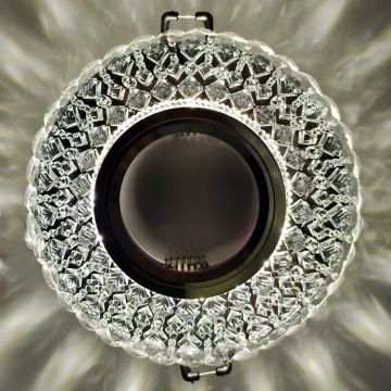 CATA CT-6639 İpek LED Efektli Şeffaf-Krom Kristal Spot Kasası