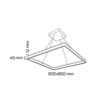 GOYA GY 8213-80 Siyah/Beyaz Kasa 78 Watt 80x80 Kare Halka Lineer Avize