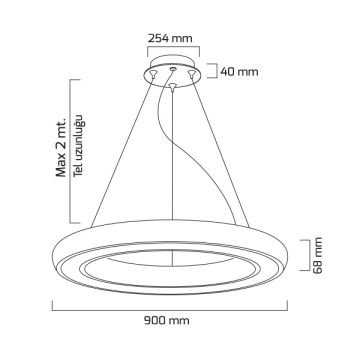 GOYA GY 8122-90 Siyah/Beyaz Kasa 122 Watt 90 cm Halka Lineer Avize