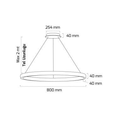 GOYA GY 8261-80 Siyah/Beyaz Kasa 160 Watt 80 cm Dekoratif LED Avize