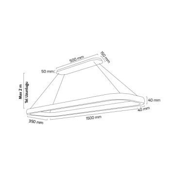 GOYA GY 8262-35x150 Siyah/Beyaz Kasa 130 Watt 35x150 cm Dekoratif Lineer Avize