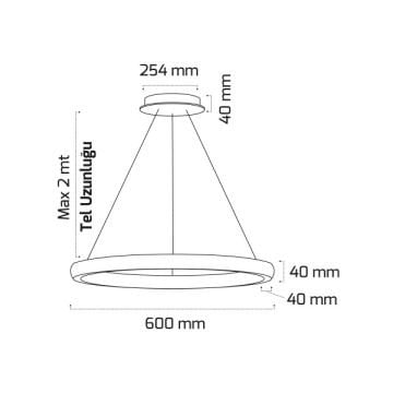 GOYA GY 8261-60 Siyah/Beyaz Kasa 120 Watt 60 cm Dekoratif LED Avize