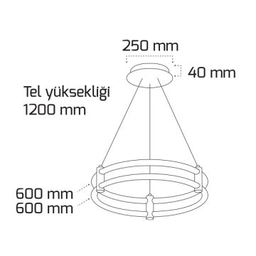 GOYA GY 8214-6060 110 Watt 60 cm Gold Dekoratif LED Avize - Gün Işığı (3000K)