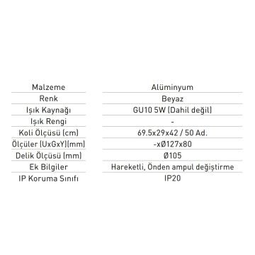 JUPITER JH684 B Beyaz Sıva Altı Yuvarlak Spot Kasası - Metal