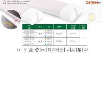 ACK AN28-00613 18 Watt 60 cm OSRAM LED Bant Armatür - Ilık Beyaz (4000K)