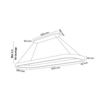 GOYA GY 8262-35x120 Siyah/Beyaz Kasa 110 Watt 35x120 cm Dekoratif Lineer Avize