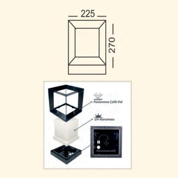 ZİTA 251 Ultra Set Üstü Aplik - PC Gövde - E27 Duylu - IP54