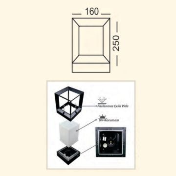 ZİTA 265 Mini Ultra Set Üstü Apllik - PC Gövde - E27 Duylu - IP54