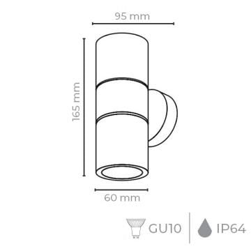 ACK AH07-08095 Çift Yönlü Eskitme Dış Mekan Aplik - GU10 Duylu - IP64 - Metal Gövde