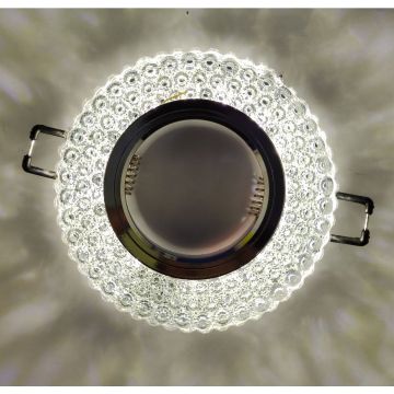 CATA CT-6637 Mercan Şeffaf-Krom Kristal Spot Kasası