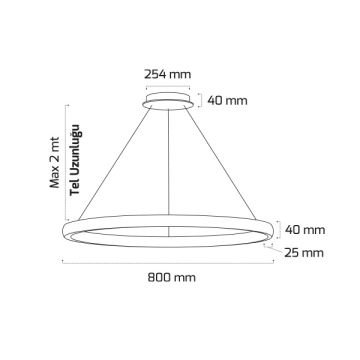 GOYA GY 8260-80 Siyah/Beyaz 80 Watt 80 cm Dekoratif LED Avize