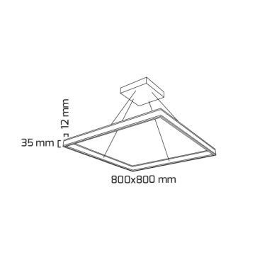 GOYA GY 8212-80 78 Watt Siyah/Beyaz Kasax80x80 cm Kare Halka Lineer Avize