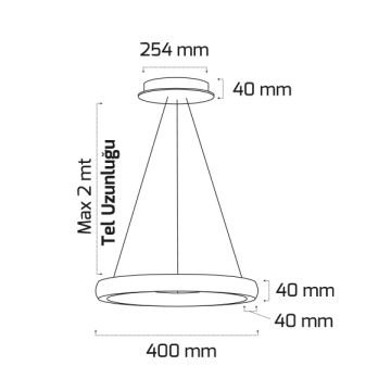 GOYA GY 8261-40 Siyah/Beyaz Kasa 80 Watt 40 cm Dekoratif LED Avize