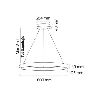 GOYA GY 8260-60 Siyah/Beyaz 60 Watt 60 cm Dekoratif LED Avize