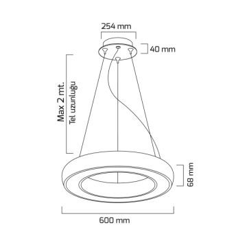 GOYA GY 8122-60 Siyah/Beyaz Kasa 82 Watt 60 cm Halka Lineer Avize