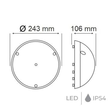 HOROZ 400-423-115 AQUA DOLUNAY Siyah Sensörlü Dış Mekan LED Armatür - Gün Işığı (3000K) [Plastik Kasa]