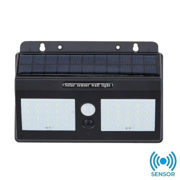 NOAS YL84-4001-S PLÜTON 40 Watt Siyah Sensörlü Solar Aplik - Beyaz Işık (6500K)