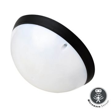 HOROZ 400-425-115 AQUA DOLUNAY Siyah Sensörlü Dış Mekan LED Glop Armatür - Beyaz Işık (6400K) [Plastik Kasa]