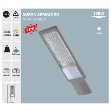 NOAS YL73-0150-Y 150 Watt LED Sokak Armatürü - Beyaz Işık (6500K)