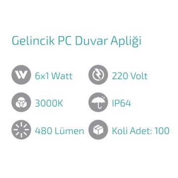 FORLIFE FL-1749 Gelincik 6x1 Watt Çift Yönlü Dış Mekan LED Aplik - Gün Işığı (3000K)