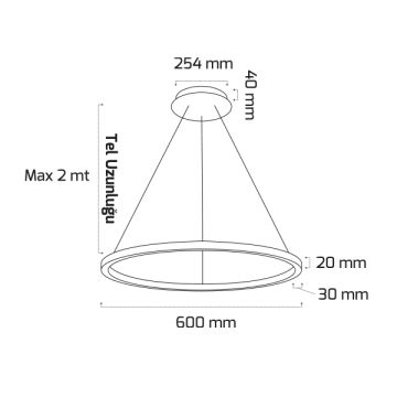 GOYA GY 8221-60 Siyah/Beyaz Kasa 60 Watt 60 cm Halka Lineer Avize