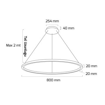 GOYA GY 8220-80 Siyah/Beyaz Kasa 40 Watt 80 cm Halka Lineer Avize