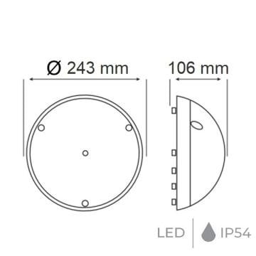 20 Watt Opal Camlı Siyah Dış Mekan Glop Armatür - Gün Işığı (3000K) [Plastik Kasa]