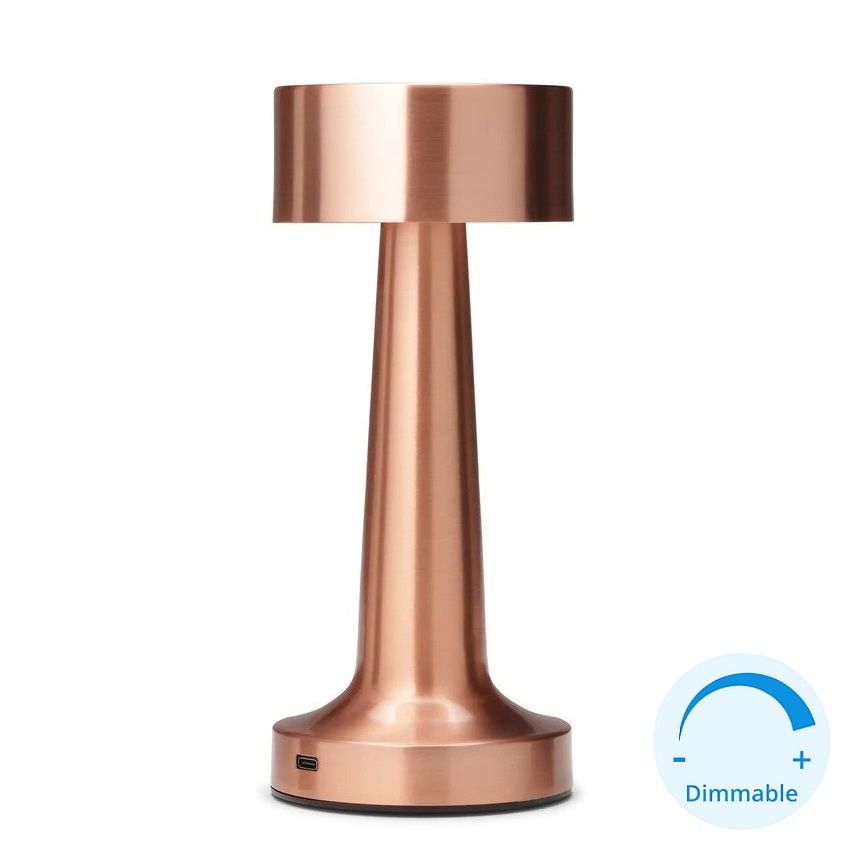HELIOS HS 8106 Şarjlı, Dimli, Dokunmatik Bronz LED Masa Lambası - 3 Işık Renkli (Beyaz + Ilık Beyaz + Gün Işığı)