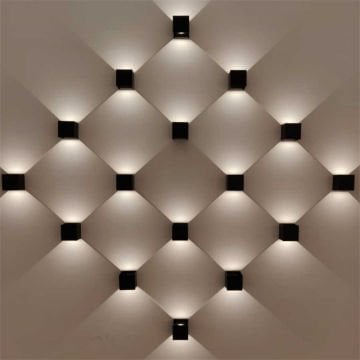 JUPITER LW468 S&A 2x3 Watt Siyah-Gold Çift Yönlü Dış Mekan LED Aplik - Gün Işığı (3000K)