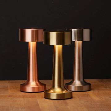 HELIOS HS 8106 Şarjlı, Dimli, Dokunmatik Gold LED Masa Lambası - 3 Işık Renkli (Beyaz + Ilık Beyaz + Gün Işığı)