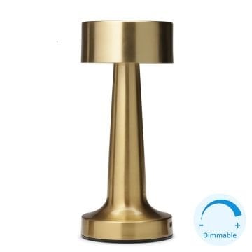 HELIOS HS 8106 Şarjlı, Dimli, Dokunmatik Gold LED Masa Lambası - 3 Işık Renkli (Beyaz + Ilık Beyaz + Gün Işığı)