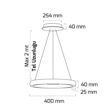 GOYA GY 8260-40 Siyah/Beyaz 40 Watt 40 cm Dekoratif LED Avize