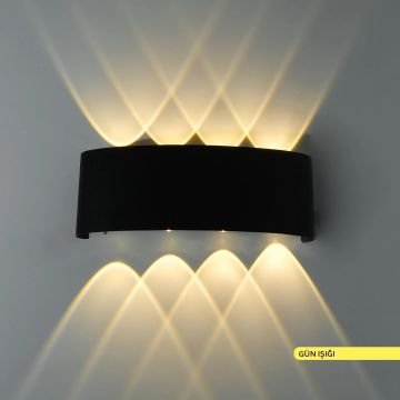 ACK AH07-07301 8 Watt Siyah Çift Yönlü Dış Mekan LED Aplik - Gün Işığı (3000K) - IP54 - Metal Gövde