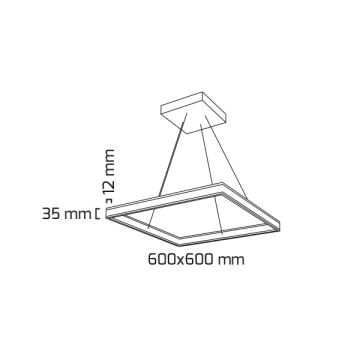 GOYA GY 8212-60 Siyah/Beyaz Kasa 52 Watt 60x60 cm Kare Halka Lineer Avize