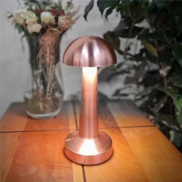 HELIOS HS 8107 Şarjlı ve Dimli 3 Işık Renkli Bronz LED Masa Lambası - 3 Işık Renkli (Beyaz + Ilık Beyaz + Gün Işığı)
