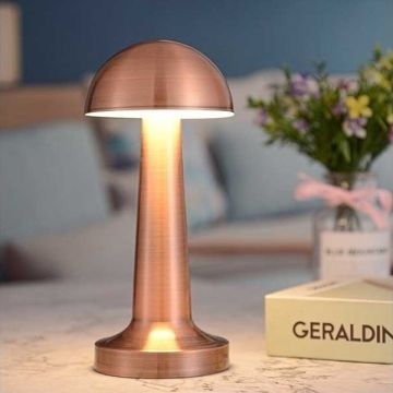 HELIOS HS 8107 Şarjlı ve Dimli 3 Işık Renkli Bronz LED Masa Lambası - 3 Işık Renkli (Beyaz + Ilık Beyaz + Gün Işığı)