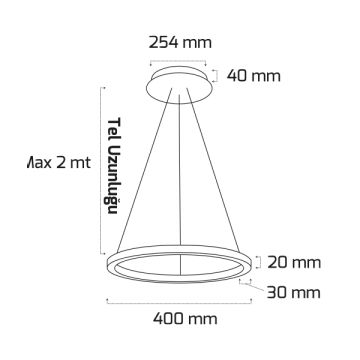 GOYA GY 8221-40 Siyah/Beyaz Kasa 40 Watt 40 cm Halka Lineer Avize