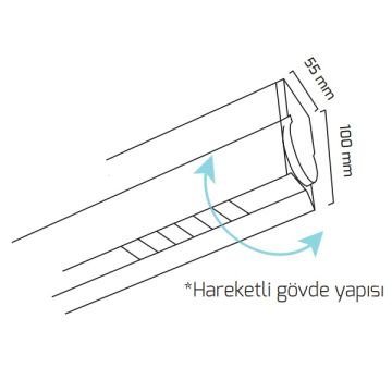 GOYA GY 8039-60 Siyah/Beyaz Kasa 20 Watt 60 cm Hareketli Gövdeli Lensli Lineer Sarkıt Armatür