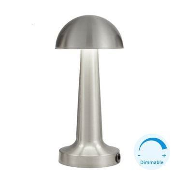 HELIOS HS 8107 Şarjlı, Dimli, Dokunmatik Krom LED Masa Lambası - 3 Işık Renkli (Beyaz + Ilık Beyaz + Gün Işığı)