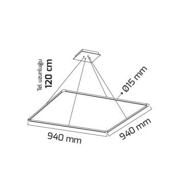 GOYA GY 8123-4 Siyah/Beyaz Kasa 56 Watt 94x94 cm Kare Lineer Avize